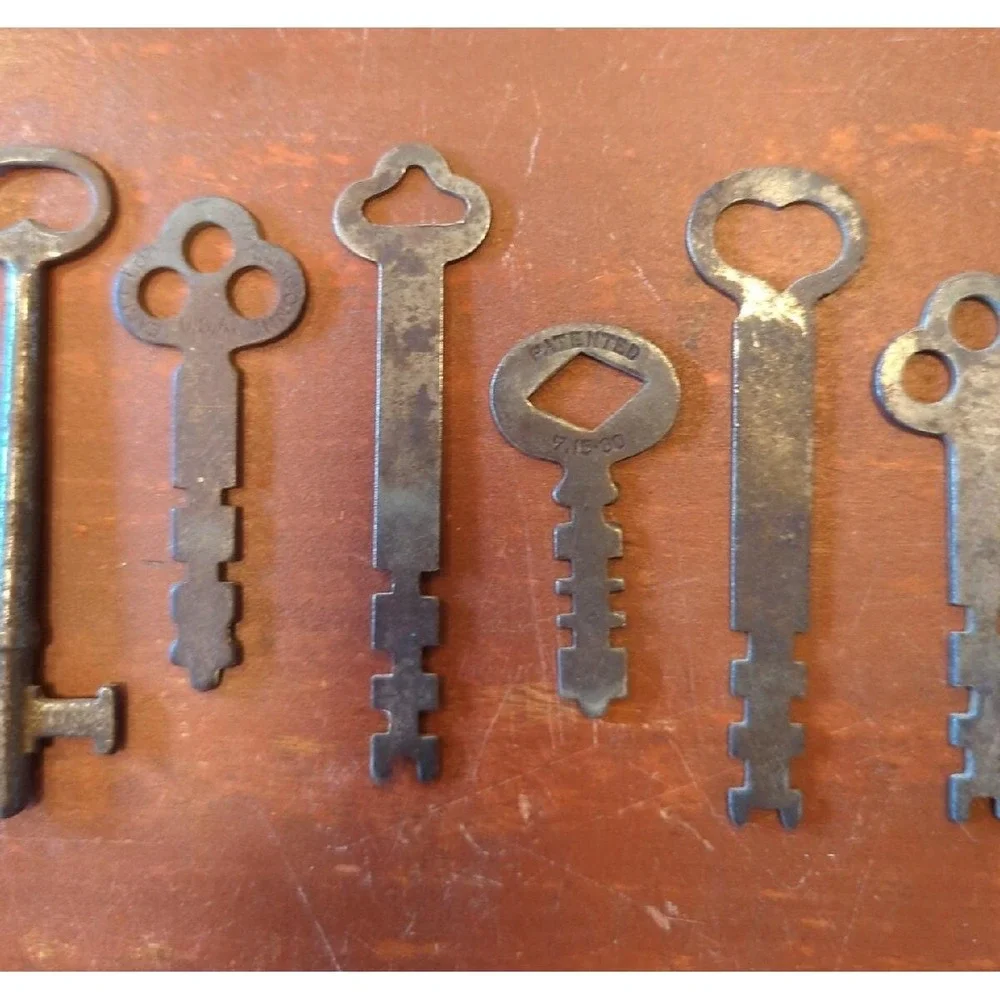 Lot of 10 Antique Padlock Lock Keys 1800s-1920s — Some Unusual Keys